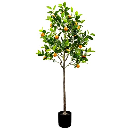 Gresorth 4.59 Feet Fake Orange Tree Artificial Green Plant Decoration | Realistic Fruit, with Plastic Pot, Lifelike Leaves, Home House, Table Office, Garden Indoor Outdoor - color: 4.59 Ft Orange Tree