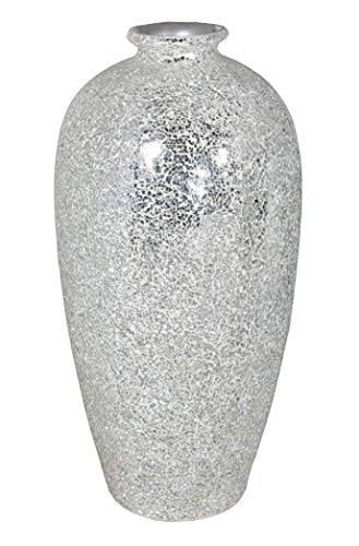 Glamorous Nilexus Vase Silver Mirrored Mosaic Glass Urn 32" H