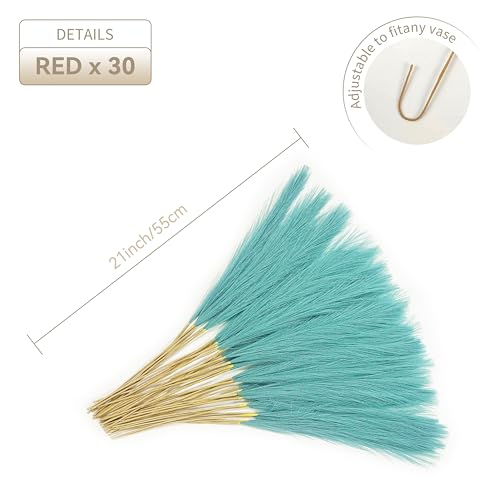 30pcs 22" Faux Pampas Grass - Blue Pampas Grass Decor Short Artificial Pampas Grass for Boho Home Wedding Mothers Day Decoration - color: Lake Blue, size: 30pcs