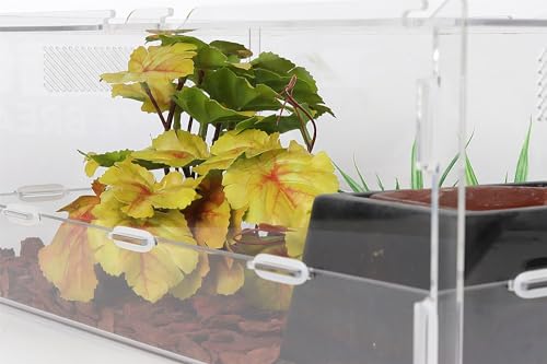 Reptile Plants for Terrarium, Ball Python Tank Decor Accessories fit Bearded Dragon Crested Leopard Gecko Lizard Chameleon Snake Frog Tortoise Hermit Crab - Fake Heuchera Micrantha Yellow - color: F-fake Heuchera Micrantha Yellow