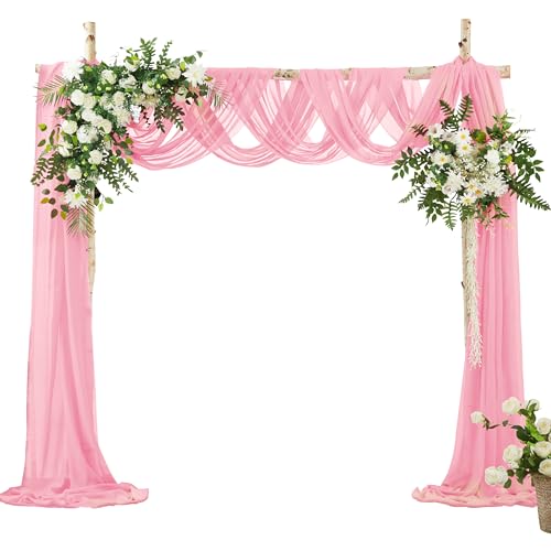 VACVELT Wedding Arch Draping Fabric Blush Pink Chiffon, 1 Panel Sheer Drapes 30 Inch x 20ft Chiffon Backdrop Curtain Decor, Outdoor Sheer Drapery for Ceremony Party Ceiling - color: Blush Pink, size: 1 Panel