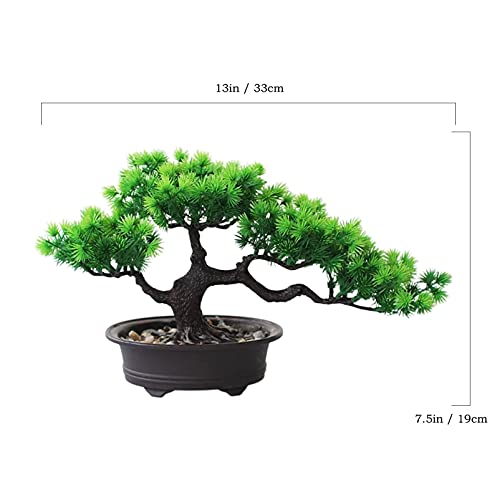 Artificial Bonsai Tree Fake Plant Decoration Potted Tree Faux House Plants Small Japanese Pine Bonsai Plant for Indoor Home Decoration Office Hotel Windowsill Desktop Display Zen Decor Trees