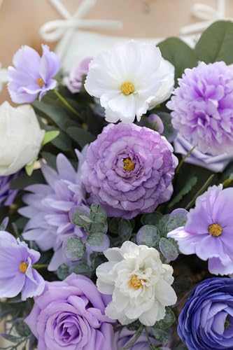 YYHUAWU Artificial Flowers Combo Set Purple Fake Flower Leaf Box with Stems for DIY Wedding Bouquets Centerpieces Flower Arrangements Decorations Baby Shower Party Home Decorations - color: Gradient Purple