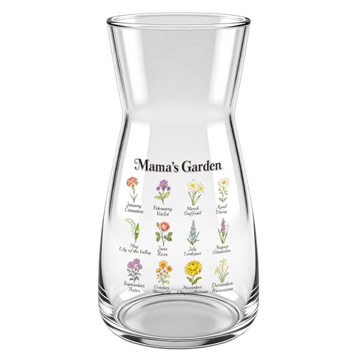 8 inch Clear Glass Flower Vases,Mom Gifts Mothers Day for Wife from Daughter Son,Birthday Gifts for Mom,Centerpiece Table Home Indoor Desk Decor