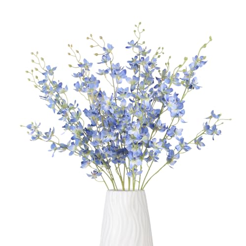 Artificial Orchid Silk Fake Flowers 5PCS Long Stem Artificial Flowers that Look Real Dancing Lady Orchids for Tall Vase Home Outdoor Wedding Party Office Decoration(Blue) - color: Blue