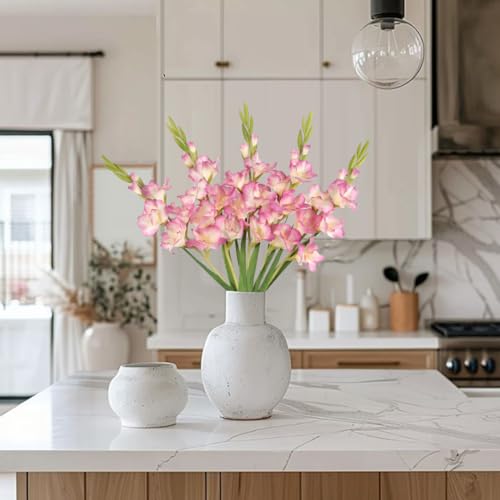 5 PCS Gladiolus Artificial Flowers 35.82 in Gladiolus Flowers Silk Long Artificial Flowers for Wedding Party Baby Shower Centerpieces Bridal Bouquet Decor(Pink) - color: Pink