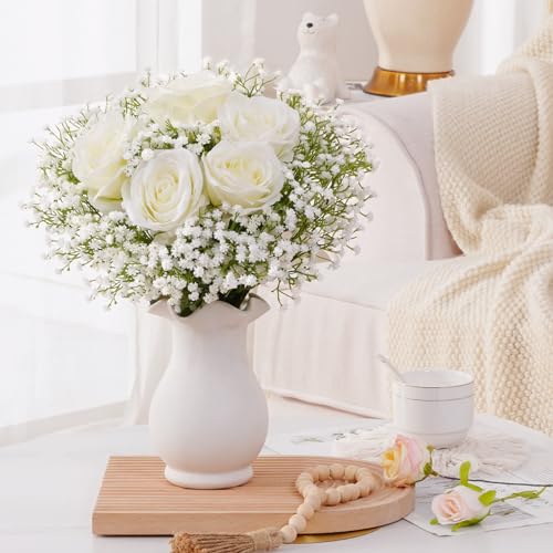 100 Pcs Babys Breath Artificial Flowers, Baby Breath Flowers Artificial Bulk, Real Touch White Fake Flowers, Faux Babies Breath Gypsophila for Wedding Home Decor Floral Arrangement - size: 100 Pcs