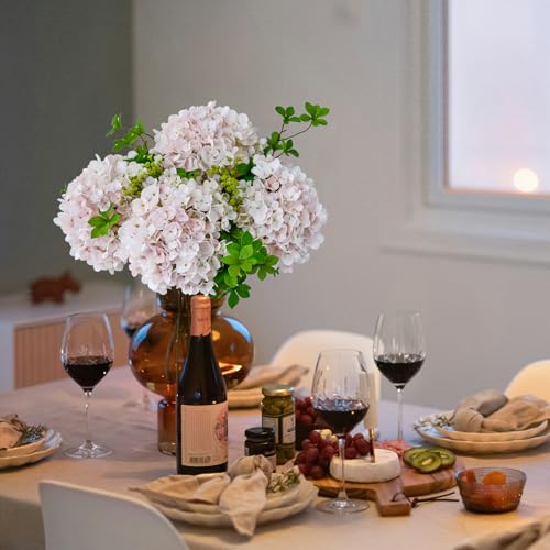 ZYTUYO 3PCS Pink Hydrangea Artificial Flowers 25.6" Large Fake Hydrangeas Flowers with Stems Faux Silk Bouquet for Indoor Home Decor Table Wedding Party Floral Outdoor Centerpieces - color: Pink