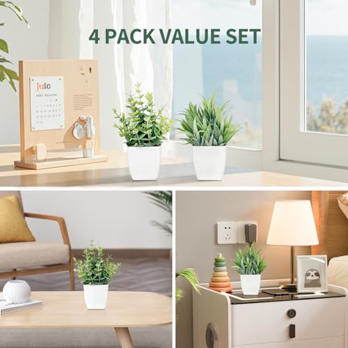 2 Pack Artificial Potted Plants Small Fake Eucalyptus - 7.5 Inch Mini Indoor Plants for Shelf, Desk, Bathroom Decor, Mantel Real Touch Faux Greenery (Sage Green) - color: Sage Green 2 Pack