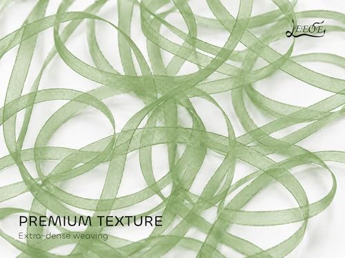 Light Green Organza Ribbon 1/4 inch x 200 Yards Sheer Chiffon Ribbon for Gift Wrapping Wedding Invitations Party Decoration Bridal Bouquets Crafts - color: Light Green, size: 1/4" X 200 Yards