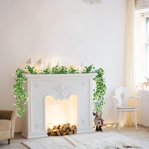 RECUTMS 3 Pack Artificial Vine Greenery Decor - White Leaf Garland for Balcony, Mantle, Table, Arch & Backdrop Decor - color: White, size: Ivy Garland