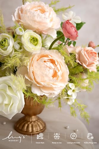 Ling's moment Fake Flowers Box, Faux Artificial Greenery Stems Foam Roses Silk Peony Ranunculus Fabic Flower for Centerpieces Bouquet Wedding Vase Floral Decorations, Garden Blush, Deluxe Combo - color: Pk-garden Blush, size: Deluxe