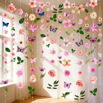 kockuu 10PCS 7.2FT Artificial Flowers Garlands Hanging Decorations, Wildflower Floral Banners Backdrop for Spring Garden Wedding Valentine's Day Baby Shower Birthday Party Decor, Pink - color: Pink, size: 10pcs