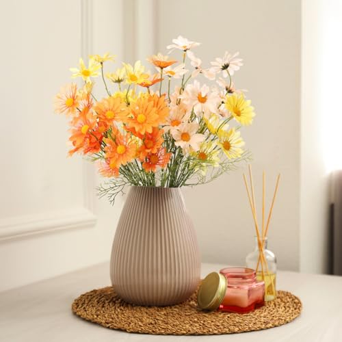 12 Bundles Daisy Artificial Flowers Small Colorful Daisy Flowers Bouquet with Stems Fake Daisies Floral for Table Vase Centerpiece Floral Arrangements Wedding Decoration(Fresh) - color: Fresh