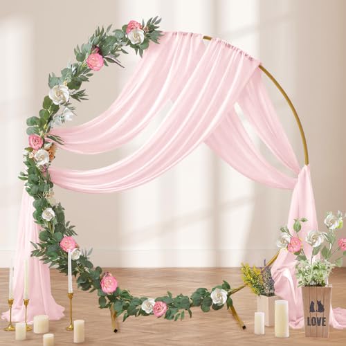 DeZerlor Wedding Arch Draping Fabric 29" x 20 FT Drapes for Backdrop Sheer Curtains for Romantic Bridal Baby Shower Decorations Ceremony Birthday Party Outdoor Events, Blush - color: Blushing Pink