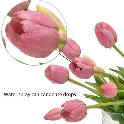 40pcs Artificial Tulips Flowers,Soft Touch Latex Bouquet, Fake Tulips Flowers,Spring Wedding Home Room Table Centerpiece Decor Light Purple Set - color: 40pcs Rolight Purple Set(no Vase)