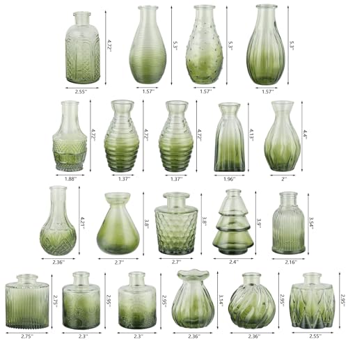 RUCKAE Glass Bud Vases Mini Flower Vase Small Vintage Vases for Centerpiece Table Wedding Decorations Home Decor Party(Gradient Green 32pack) - color: Gradient Green