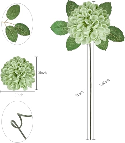 Artificial Flowers, 100pcs Realistic Artificial Rose for DIY Wedding Bouquets Centerpieces Arrangements, Emerald Green Shades Dahlia Flowers with Stem for Bridal Shower Party - color: Emerald Green Shades Dahlia, size: 100pcs