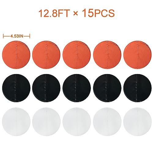 192 Ft Orange Black White Party Decorations Polka Dots Garland Streamer Backdrop for Halloween Fall Autumn Graduation Birthday Baby Shower Wedding Engagement Bachelorette Bridal Shower Party Supplies - color: Black Orange White