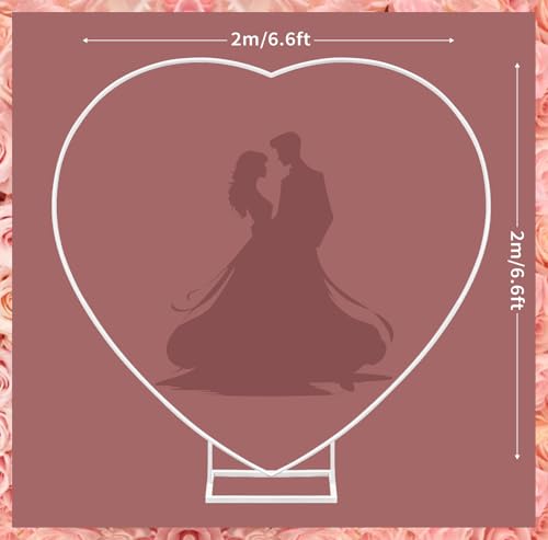Heart Shape Wedding Metal Arch Backdrop White Flower Balloon Arbors Stand for Wedding Birthday Party, Graduation Decorations and Baby Shower 2M - size: White 6.6FT