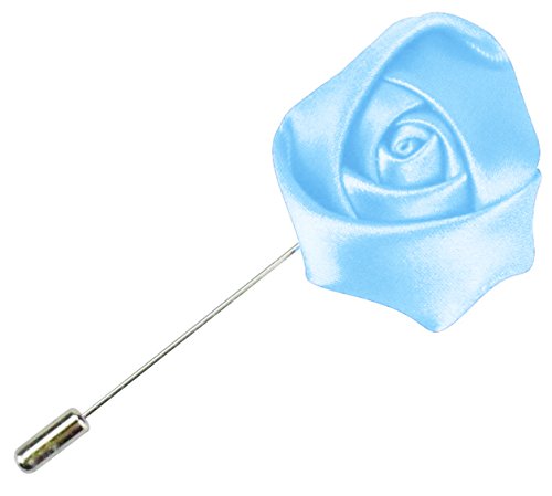 Flairs New York Gentleman's Essentials Premium Handmade Flower Lapel Pin Boutonniere - color: Baby Blue [Rose Bud]