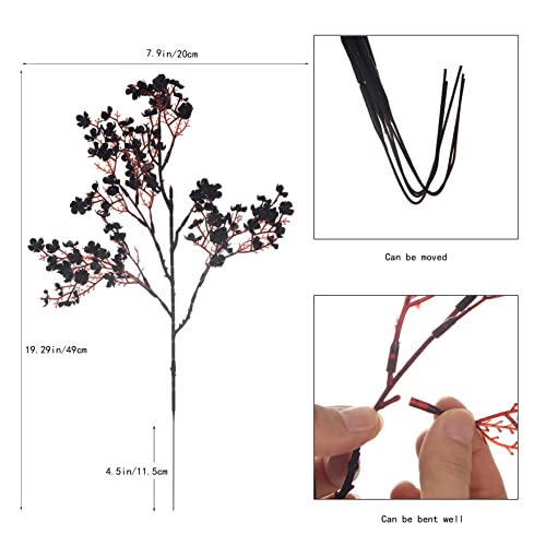 15PCS Artificial Baby Breath Flowers Fake Silk Real Touch DIY Floral Bouquets Decor Wedding Party Decoration Arrangements-Black - color: 15pcs-black