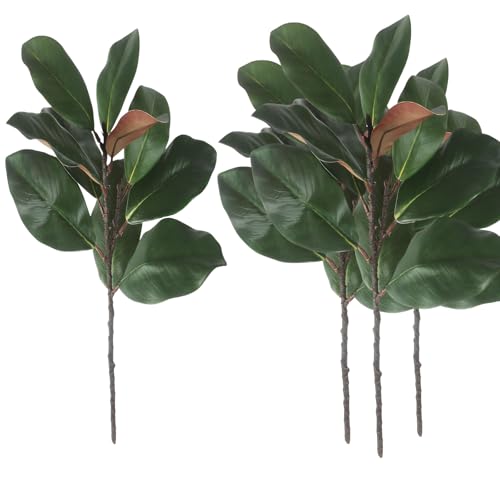 COTSEN 4 Pcs Artificial Magnolia Leaves Branches 22inch 3D Fake Magnolia Leaves Plant for Office Family Indoor Outdoor Decor