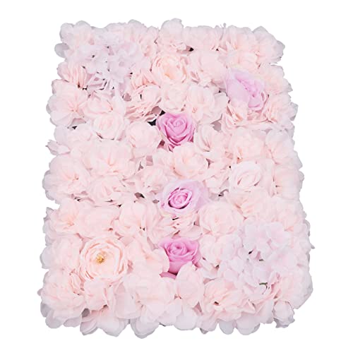 Gdrasuya10 4pcs Realistic Flower Wall Background Artificial Flowers Wall Backdrop Panel 3D Silk Rose Fake Flower Wall Panel Banquet Wedding Party Decor, Photography Background 60 x 40 cm - color: 4pcs, Rose + Light Pink