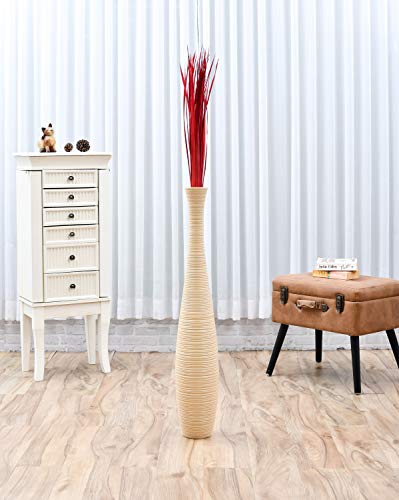 Leewadee Tall Vase Filler , Natural Grass Stems – 2 Bunches of Colored Branches for Vases, Carefully Dried Twigs for Home and Bar Decoration, 45 inches, Red - color: Red, style: Dried Grass