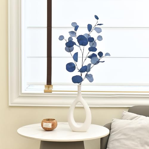 3 PCS Artificial Eucalyptus Stems Long 33" Fake Eucalyptus Leaves Branches for Vase Home Wedding Party Decorations, Blue - color: Blue*3
