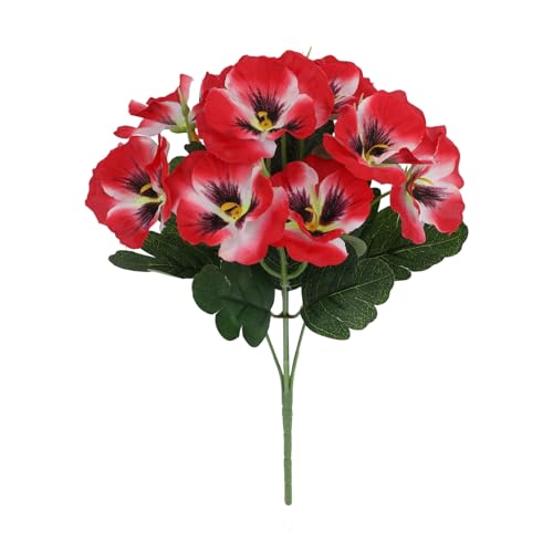 Realistic Silk Pansies Arrangement Colorful Artificial Flower for Home Decoration Table Centerpiece Bookshelf Display Silk Flower Arrangements - color: Red