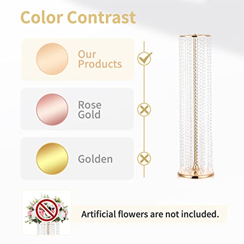 Nuptio Wedding Centerpieces Flower Vases: 10 Pcs 35.4in Tall Crystal Gold Vase Metal Flowers Stand for Party Tables Decorations - Elegant Bulk Weddings Decoration Table Chandelier Centerpiece Stands - color: Gold, size: 10 Pcs 35.4 inch