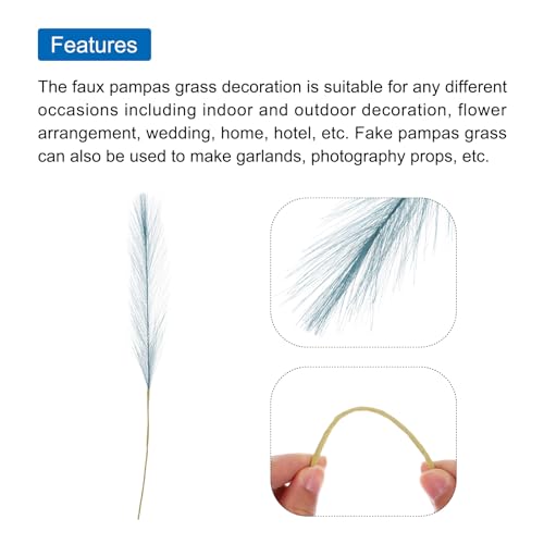MECCANIXITY 10Pcs Faux Pampas Grass,21"/55cm Fluffy Fake Pampas Grass Decor Tall Artificial Pampas Grass for Living Room Party Wall Vase Wedding Decoration,Green Blue - color: Green Blue