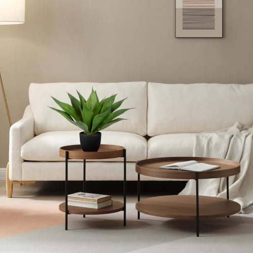 Large Faux Agave Plant 13.4" Fake Plant Artificial Decor Faux Plant Fake Succulent Plants in Pot Realistic Agave Plant Artificial Potted Plants for Home Living Room Table Office Desk Bathroom Indoor - color: Agave -Black
