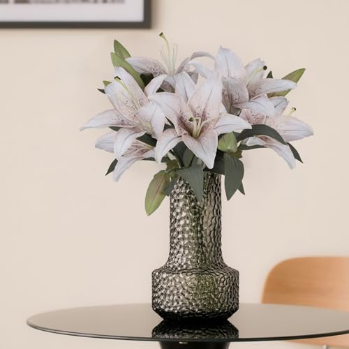 White Flower Vintage Artificial Lilies 6PCS White Lily Silk Flowers with Stems Tiger Lily Artificial Faux Flowers for Vase for Wedding Party Home Table Decor - color: 6pcs-white