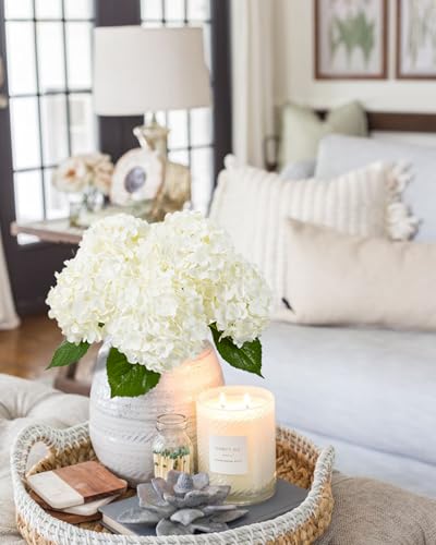 DuHouse 3Pcs Large Hydrangea Artificial Flowers,20 inch Latex Real Touch Hydrangeas Lifelike Hydrangea Flower for Home Wedding Bouquets Centerpieces Party Living Room Decoration(White) - color: White, size: 3pcs