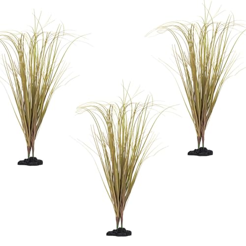 Fake Desert Dry Grass, Artificial Plants for Reptile Tank Accessories, Habitat Decor Fit for Bearded Dragon, Crested Gecko, Leopard Lizard, Chameleon, Artificial Outdoor Plants, Terrarium Decor (3)