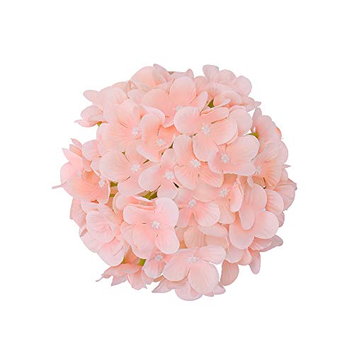 Silk Hydrangea Heads with Stems Artificial Flowers Heads for Home Wedding Decor,Pack of 10 (Peach Pink) - color: Peach Pink