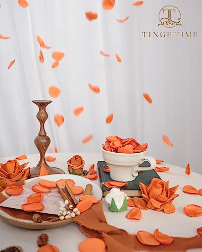 TINGE TIME 200pcs Silk Rose Petals Burnt Orange Flower Petals for Wedding, Flower Girl Basket, Aisle Runner, Romantic Dinner Centerpieces, Proposal, Party Confetti - color: Burntorange