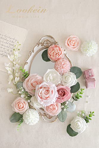 Lookein Artificial Flowers for DIY Wedding Decoration Bridal Bouquet Table Centerpieces Flower Garland Wreaths Aisle Arch Flower Decoration Home Decor, Dreamy Blush - color: Dreamy Blush