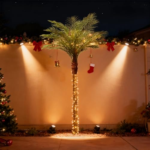Artificial Phoenix Palm Tree 8ft Tall Outdoor Indoor Decor Fake Plants with 18 Adjustable Leaves, Large Faux Sago Palm Tree for Home Office Living Room Yard Outside Patio Poolside (2, 8ft) - size: 8ft