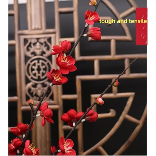 Red Cherry Blossom Branches Artificial Flowers for Spring Summer Indoor Decoration,35.5" Faux Long Stem Artificial Flowers for Wedding Home Office Bedroom Party Table Centerpieces Decor 4Pcs