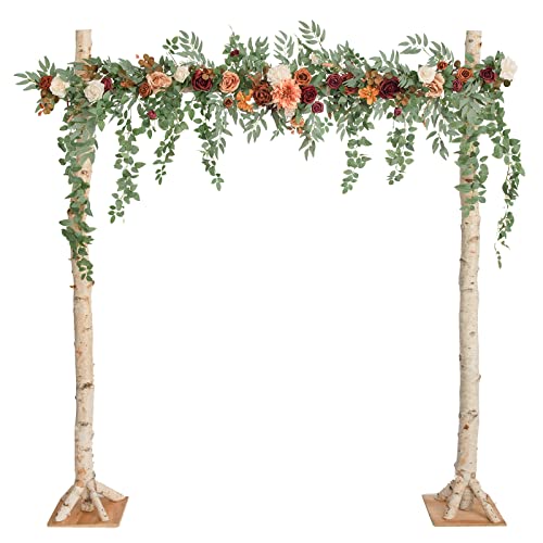 Ling's Moment 6.5FT Backdrop Flower Garland Decorations, Fall Artificial Wedding Arch Flowers, Orange Ceremony Reception Hanging Eucalyptus Rose Arbor Arrangement Outdoor Party Floral Swag - color: Or-terracotta & Orange