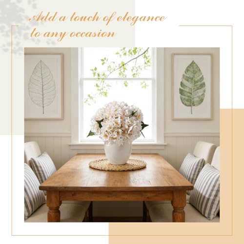 8PCS Lifelike Artificial Silk Hydrangea Flowers, Fake Hydrangea Flowers Bouquet with Stems, Full Faux Hydrangea for Home Decor Wedding Table Party Office Decor(Off White) - color: Small-off White