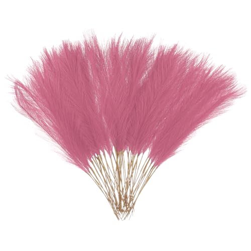 uxcell 50 Pcs Faux Pampas Grass 52cm/20.5" Artificial Fake Dried Pampas Grass Decor with Stem for Floor Vase Filler, Wedding Decoration, Home Decoration, Bright Pink - color: Bright Pink