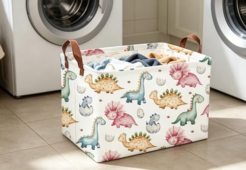 Essme Dinosaur Baskets,Cute Basket ,Dinosaur Baskets with Handles for Dinosaur Room Decor, Clothes,Books Bins.(Cute Dinosaur ) - color: Cute Dinosaur