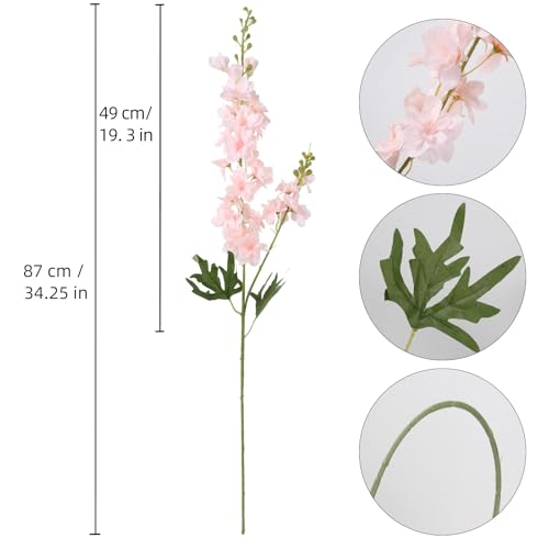 6PCS Light Pink Delphinium Artificial Flowers 33" Larkspur Silk Flowers Long Stem Artificial Flowers for Tall Vase Wedding Centerpieces for Tables Home Decor Indoor (Light Pink) - color: Light Pink
