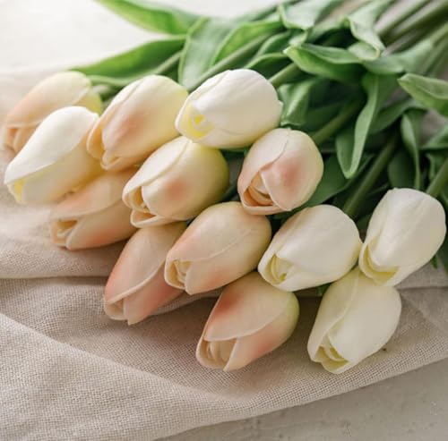 30 pcs Real-Touch Artificial Tulip Flowers Home Wedding Party Decor (Champagne) - color: Champagne