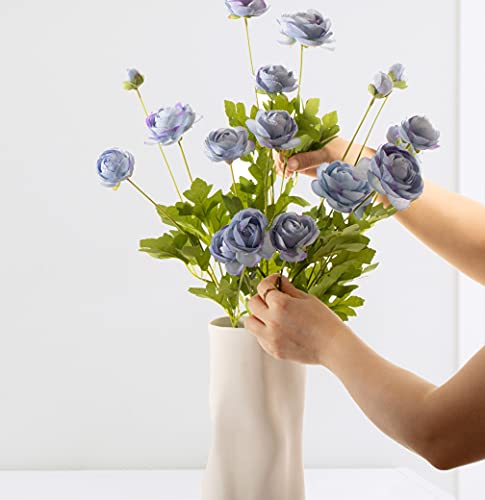 Artificial Silk Flowers Ranunculus Fake Flower 5 Pcs,Suitable for core Decoration,Wedding Floral Creation,Flower Arrangement DIY Project,Interior Decor（Blue） - color: Blue