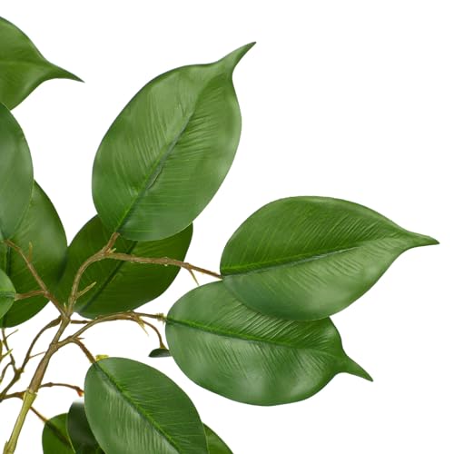 Ficus Leaves Artificial Branches 35.4" Faux Ficus Tree Branches Fake Greenery Plant Spray for Tree DIY Arch Wedding Bouquet Wreath Wall Decor - 3PCS - color: 35inch-3pcs/Green